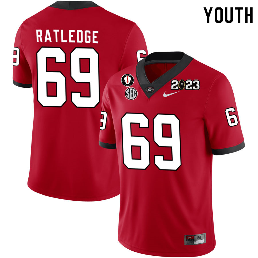 Youth #69 Tate Ratledge Georgia Bulldogs 2022-23 CTP National Championship Football Jerseys